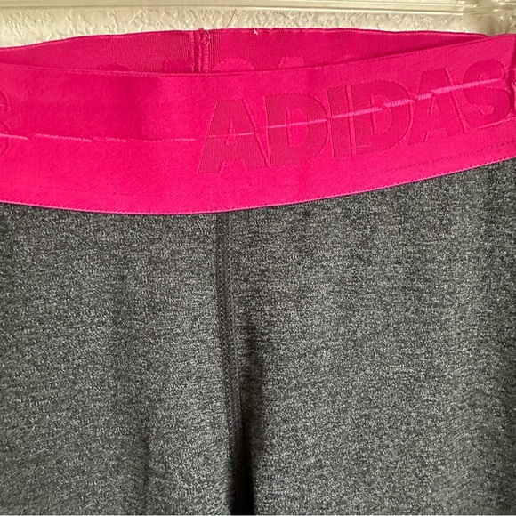 Adidas Sz XS Grey Leggings Hot Pink Band - Picture 4 of 9